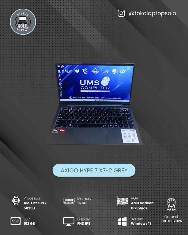 AXIOO HYPE 7 X7-2 RYZEN 7 5825U Ram 16GB SSD 512GB FHD