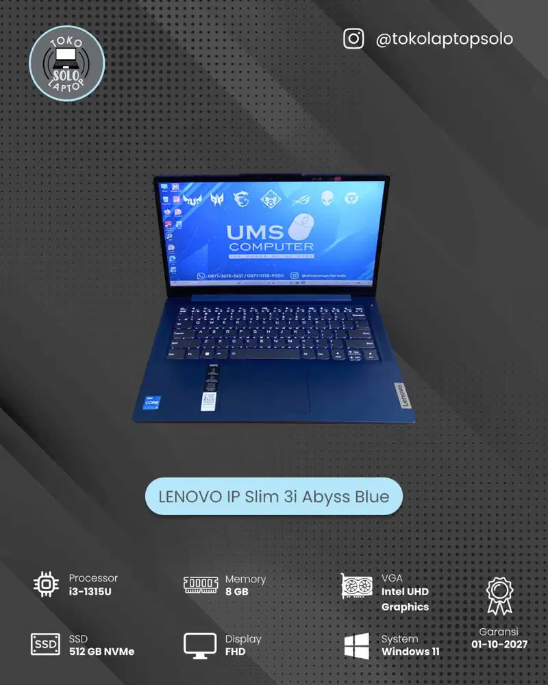 LENOVO IP SLIM 3I CORE I3 1215U Ram 8GB SSD 512GB FHD