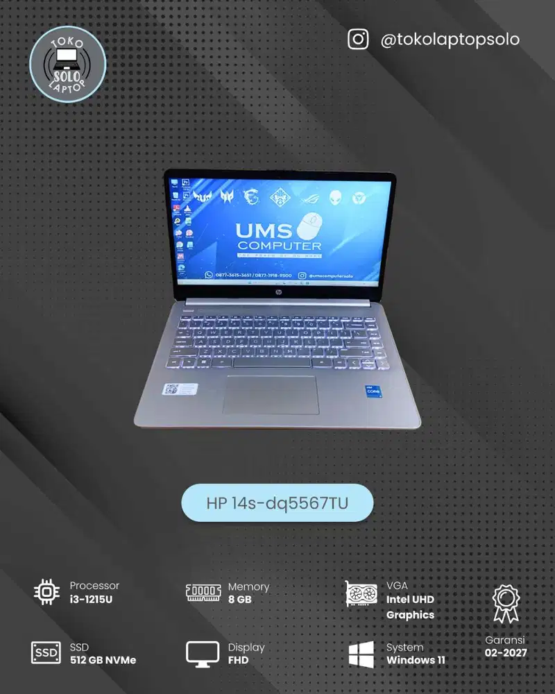 HP 14S DQ5567TU CORE I3 1215U Ram 8GB SSD 512GB FHD