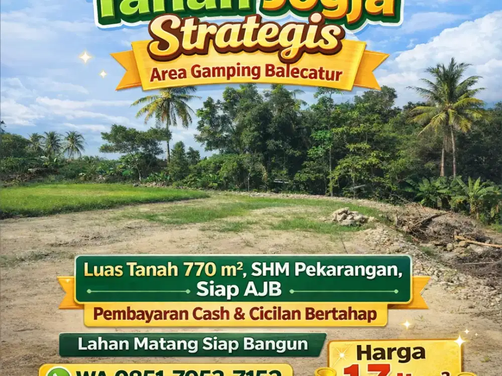 Tanah Sleman Gamping Luas 770 M2 Siap AJB Dekat Rs Mitra Sehat SHMP