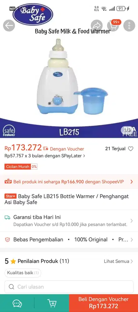 Pemanas asi babysafe