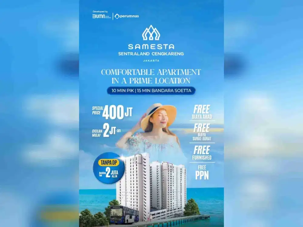 Apartemen 500 Jutaan Di Cengkareng Unit Baru Free Ppn Furnished & DP Cicilan Mulai 3 Jutaan