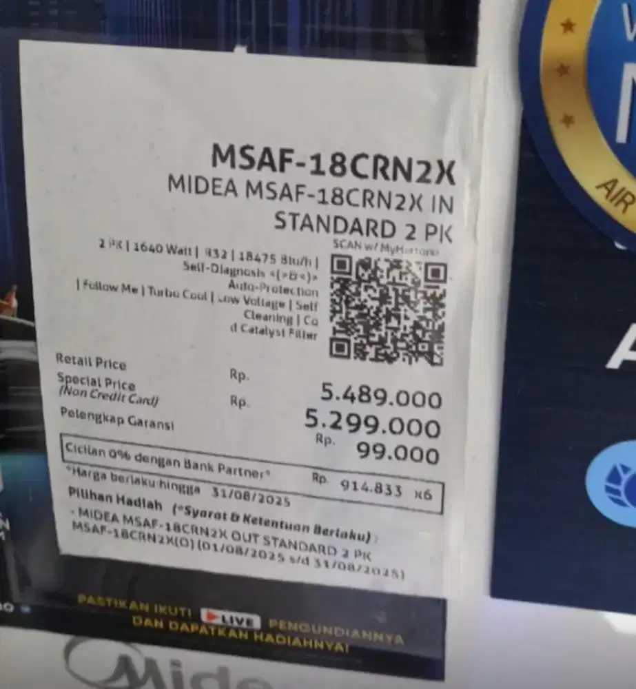 AC Midea 2PK masih di box baru