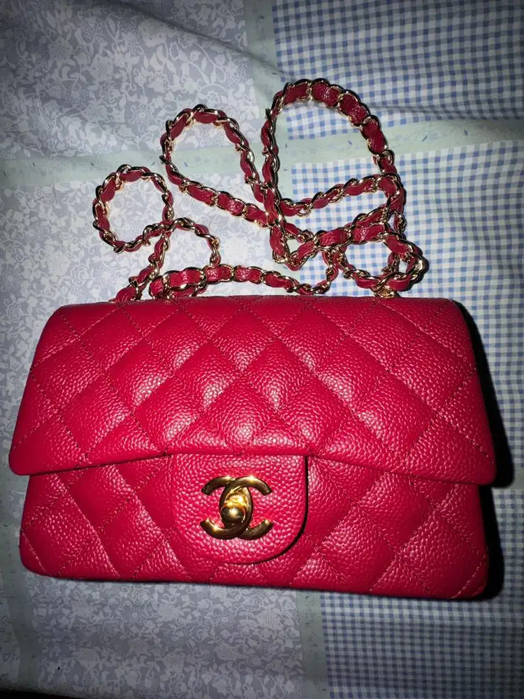 Chanel mini red tas wanita