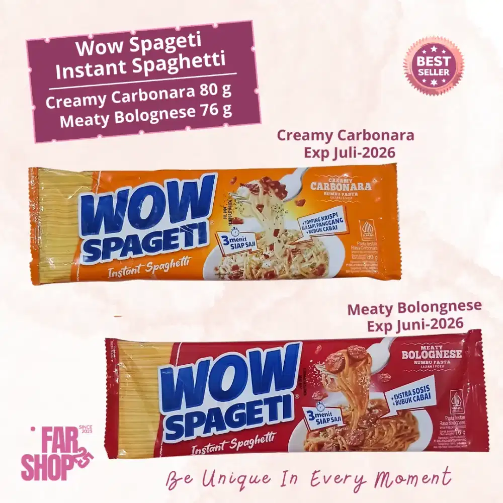 WOW Spageti Instant Spaghetti Mie Creamy Carbonara Meaty Bolognese