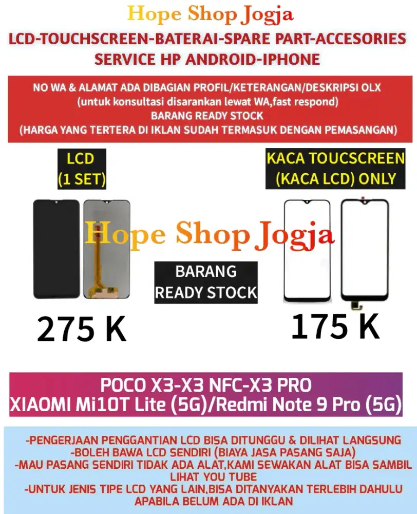 Touchscreen/Baterai/LCD XIAOMI Mi10T Lite (5G)/Redmi Note 9 Pro (5G)