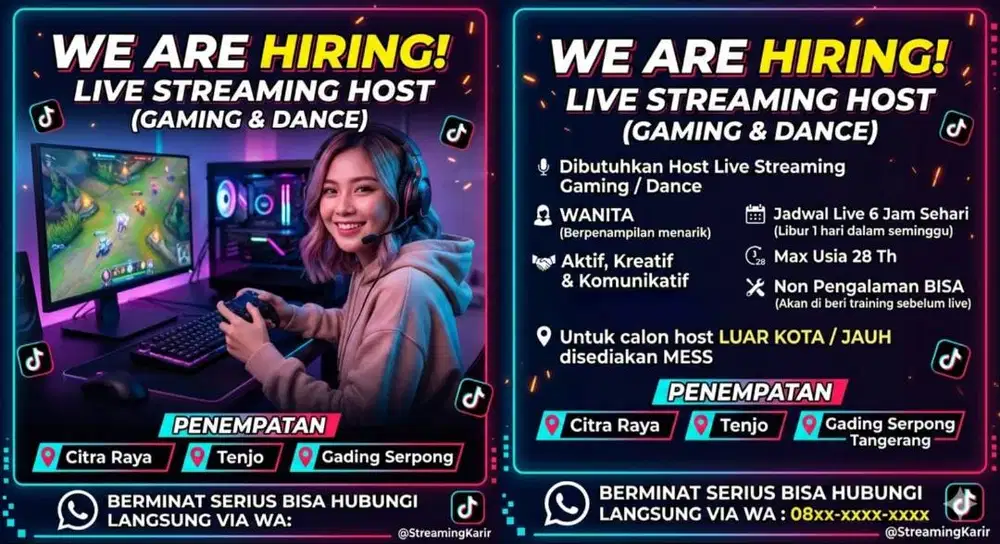Lowongan Host LIVE Gaming