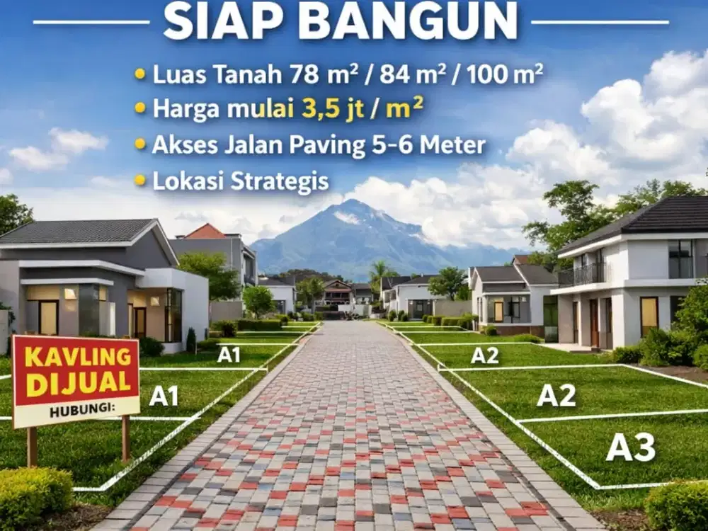 Dijual tanah di kawasan strategis Joyoagung wilayah Tlogomas, kota Malang.