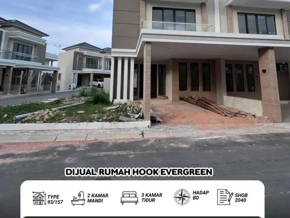 Dijual rumah hook evergreen mitraraya