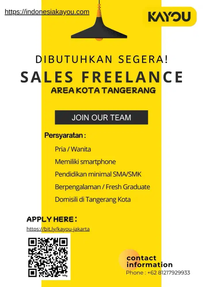 Dibutuhkan Segera. Sales Freelance