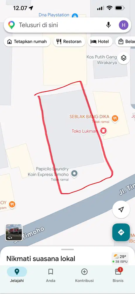 Dijual tanah dan bangunan strategis