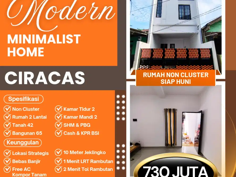 Dijual Rumah Dua Lantai Ciracas Jakarta Timur
