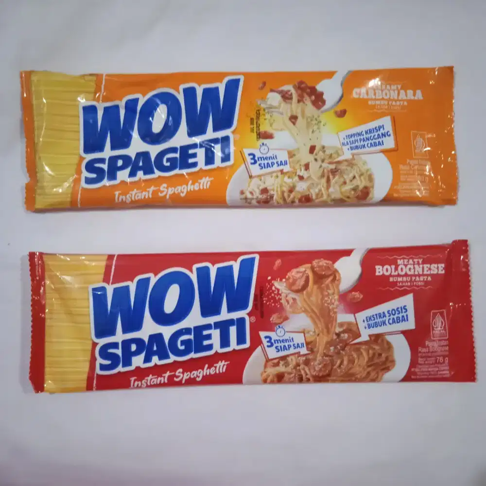 WOW Spageti Instant Spaghetti Mie Creamy Carbonara Meaty Bolognese