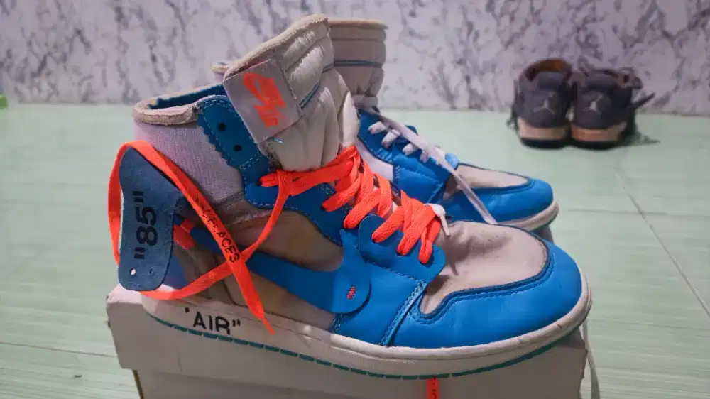 Nike Mens Air Jordan 1 X Off White NRG UNC blue