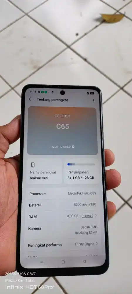 Realme c65 resmi. 8+8/128 lcet2 pmkyan ja NFC