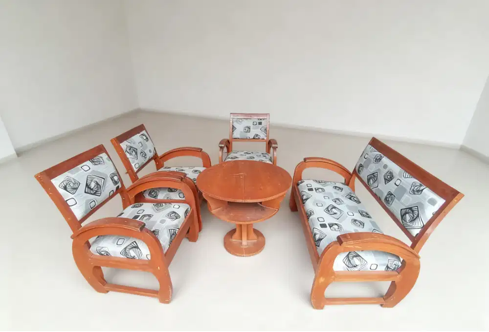 Kursi Jati antik minimalis 2.1.1.1+meja bulat jati