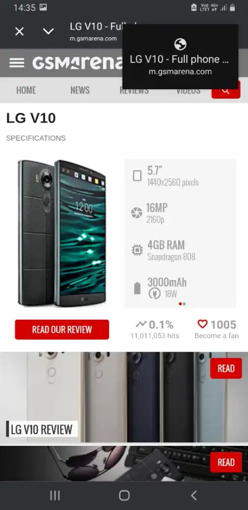 Jual LG v10 64gb