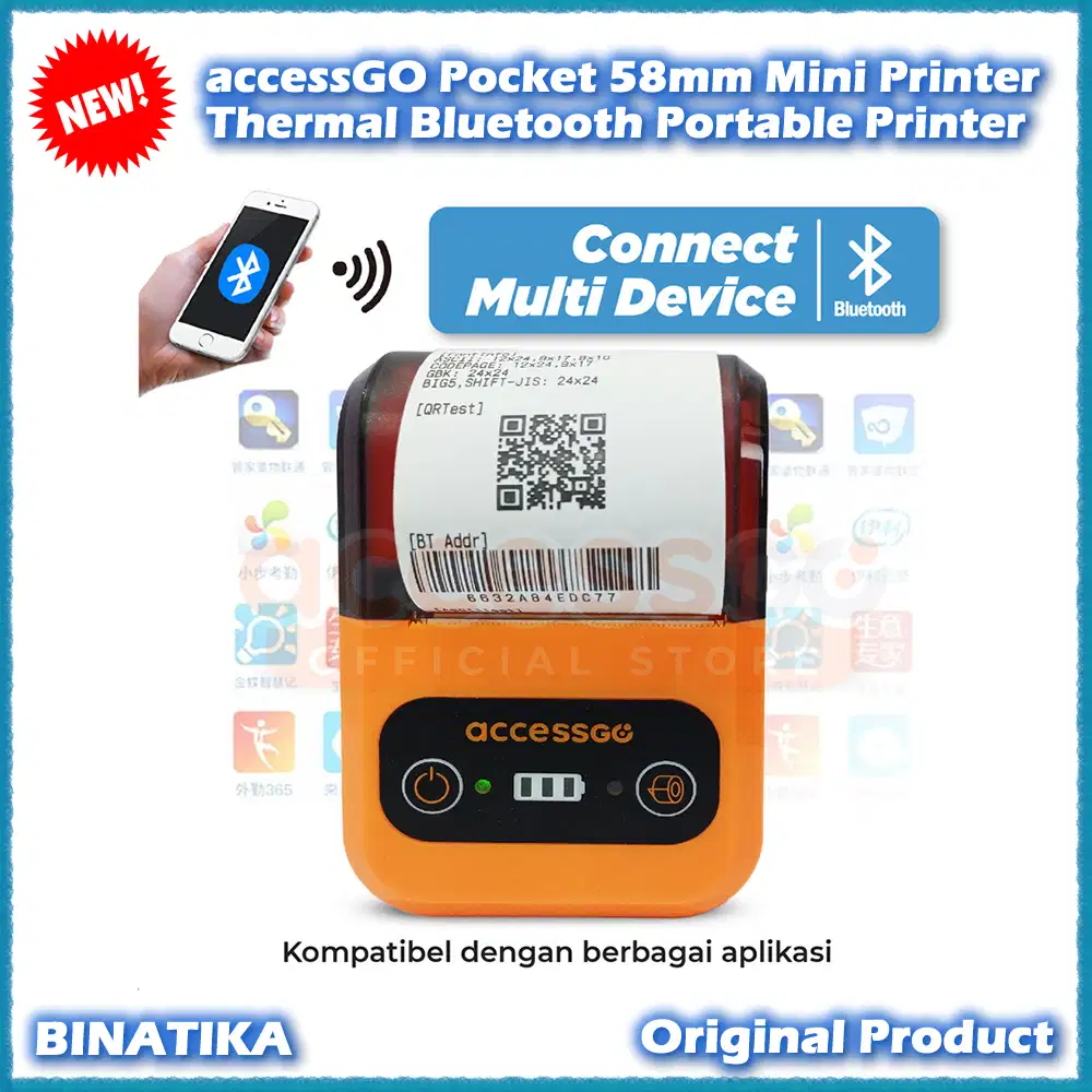 accessGO Pocket 58mm Mini Printer Thermal Bluetooth Portable Printer