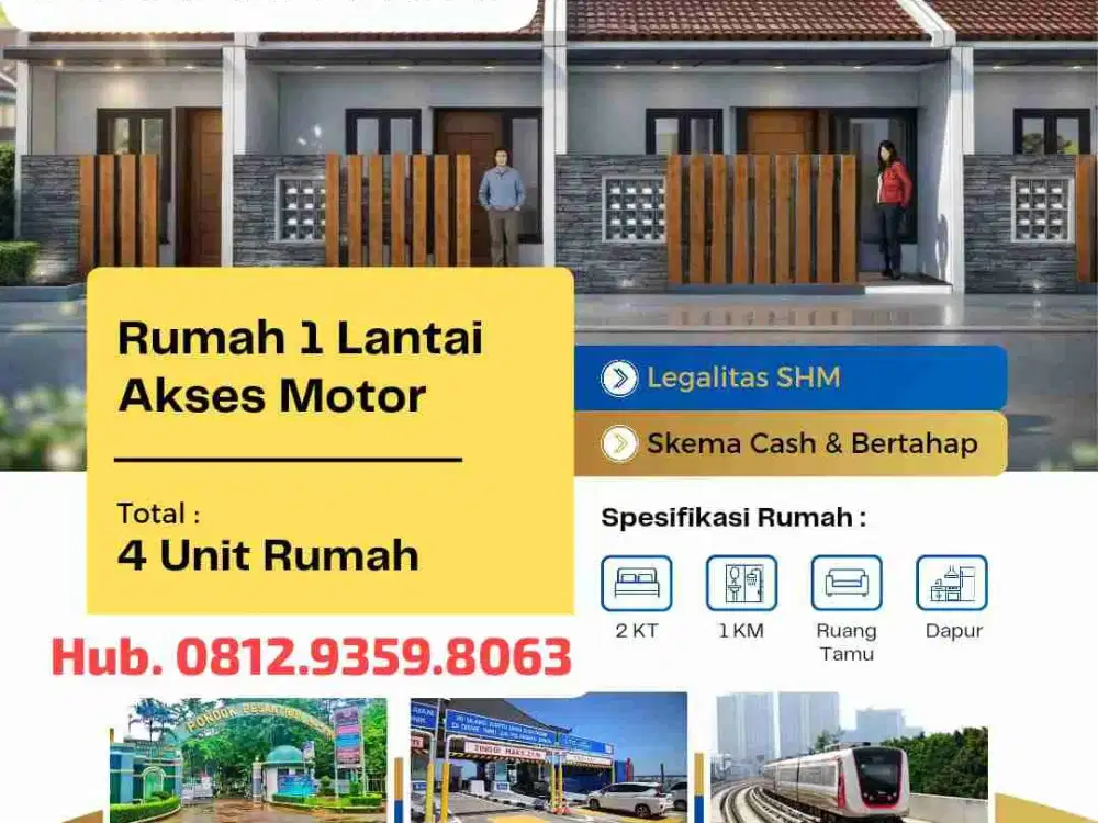 Rumah Murah Cipayung Cilangkap Munjul Cibubur Jakarta Timur, Akses Motor Lokasi Strategis | WA 0812-9359-8063