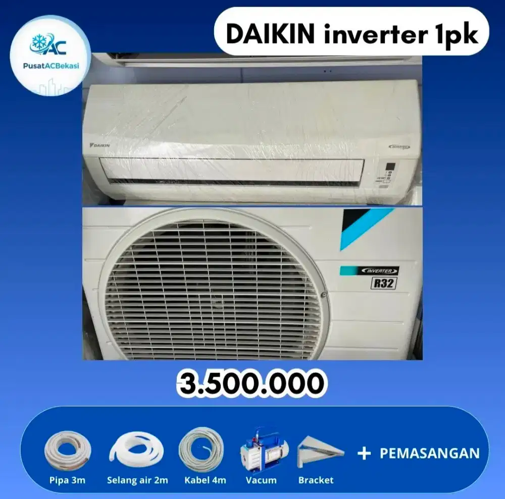 AC daikin inverter 1pk second bergaransi mulus siap pasang