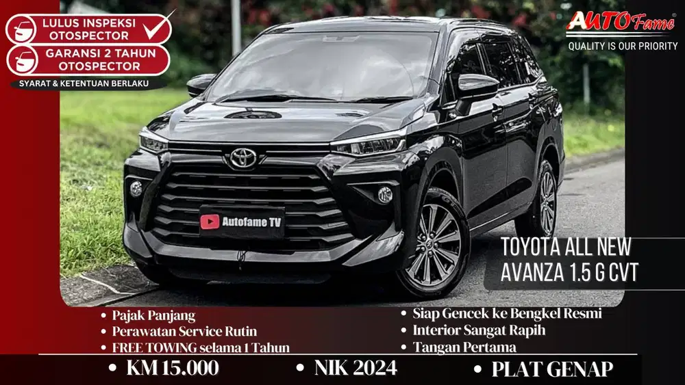 Toyota All New Avanza 1.5 G CVT AT Black On Black NIK 2024