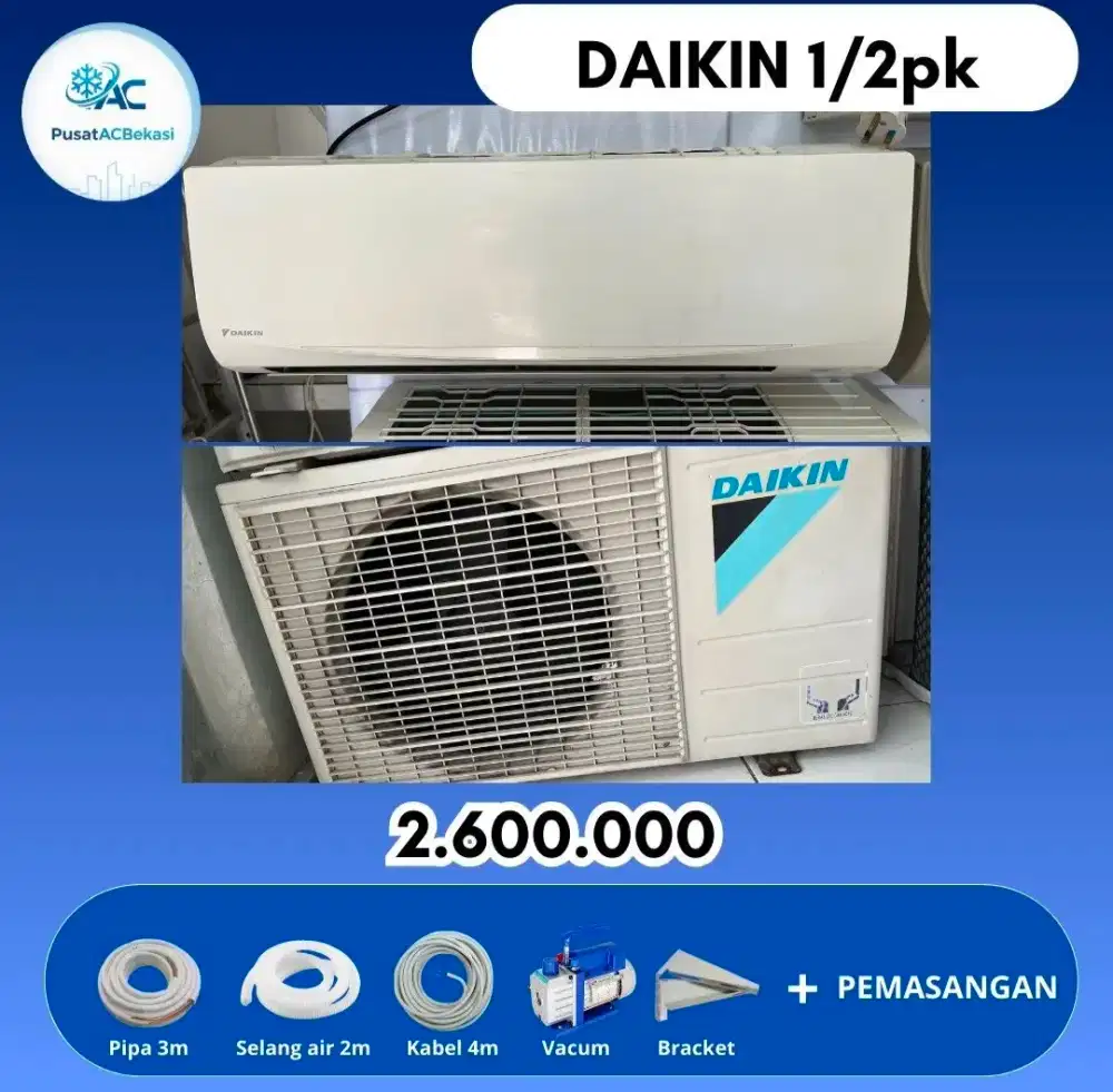 Ac daikin 1/2pk second mulus bergaransi siap pasang