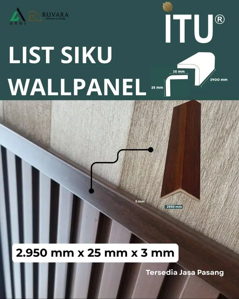 ITU List Siku L WPC 295cm Motif Kayu Penutup Panel