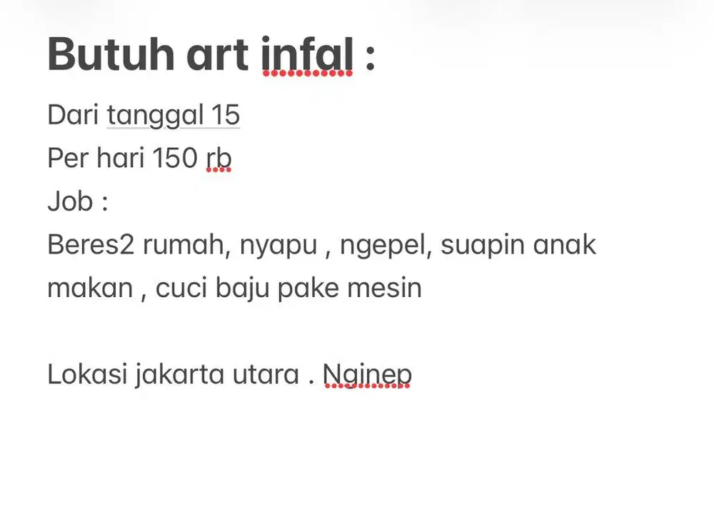 Butuh art infal