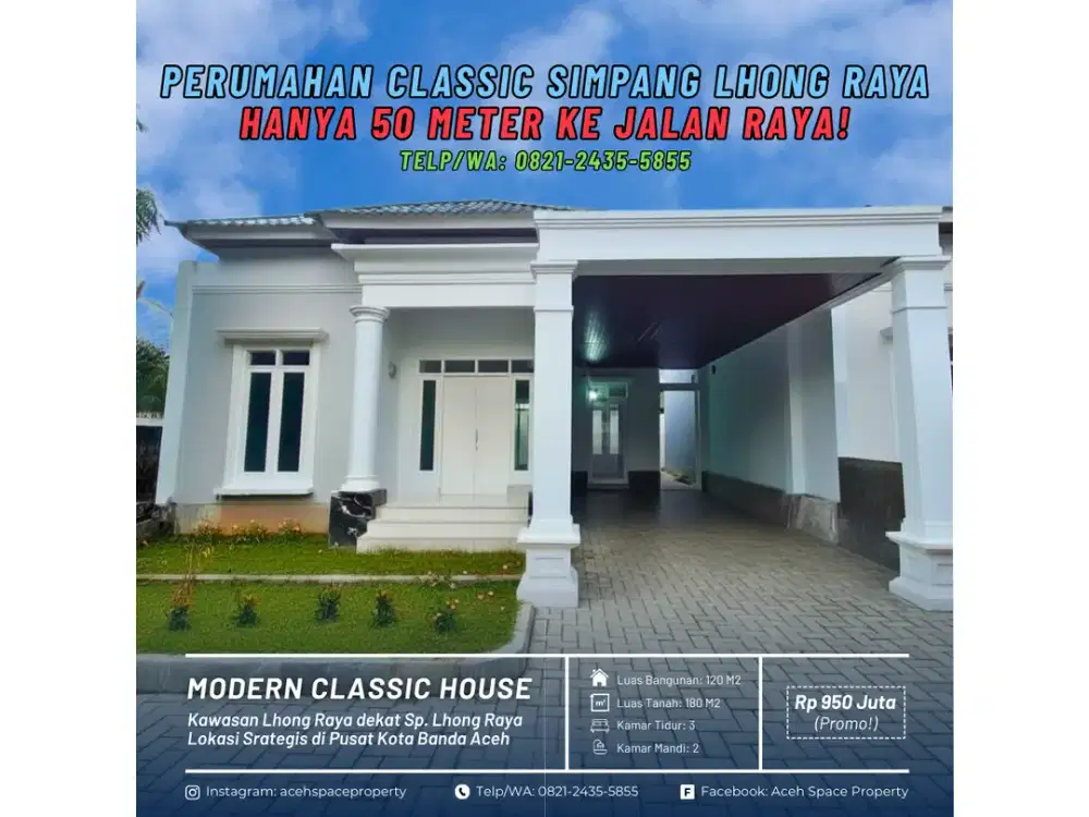Dijual Rumah Classic di Lhong Raya Kota Banda Aceh - Dekat Simpang Lampu Merah Lhong Raya!