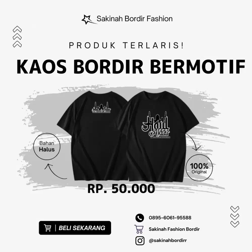 Kaos Lengan Pendek Bermotif Hitam