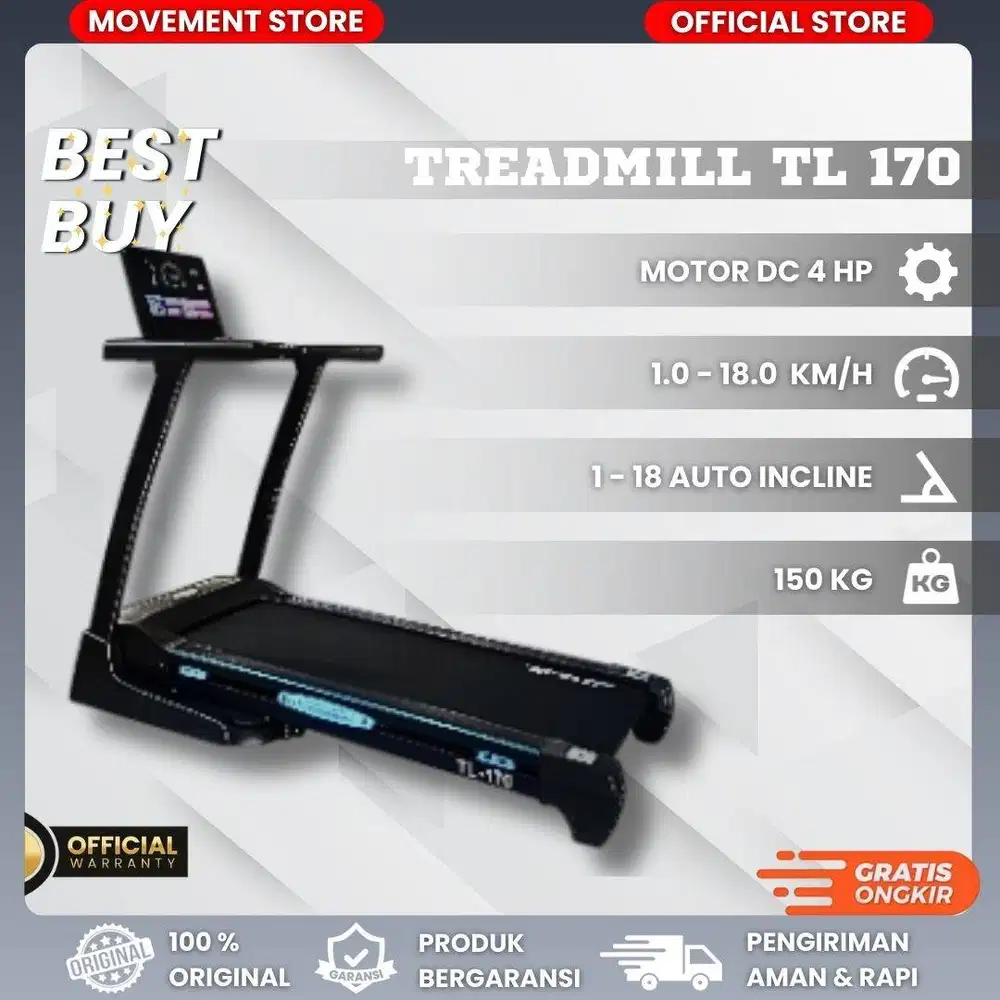 Jual Alat Fitness Treadmill Electrik Rumahan TL170 Bergaransi 12 Bulan