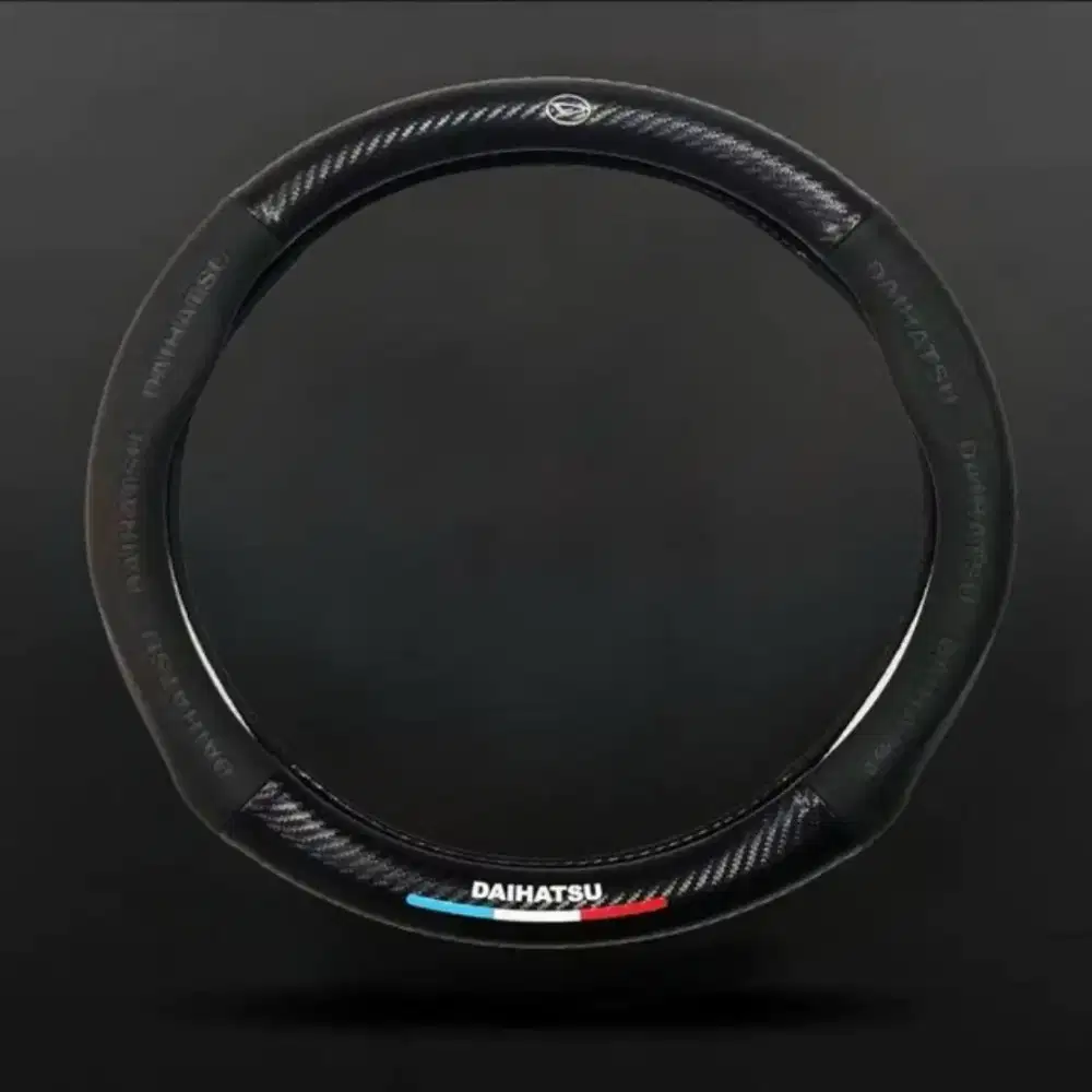 Sarung stir mobil logo brand DAIHATSU. cover steer carbon sport kulit.