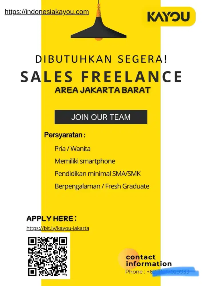 Dibutuhkan segera! Sales Freelance area Jakarta Barat