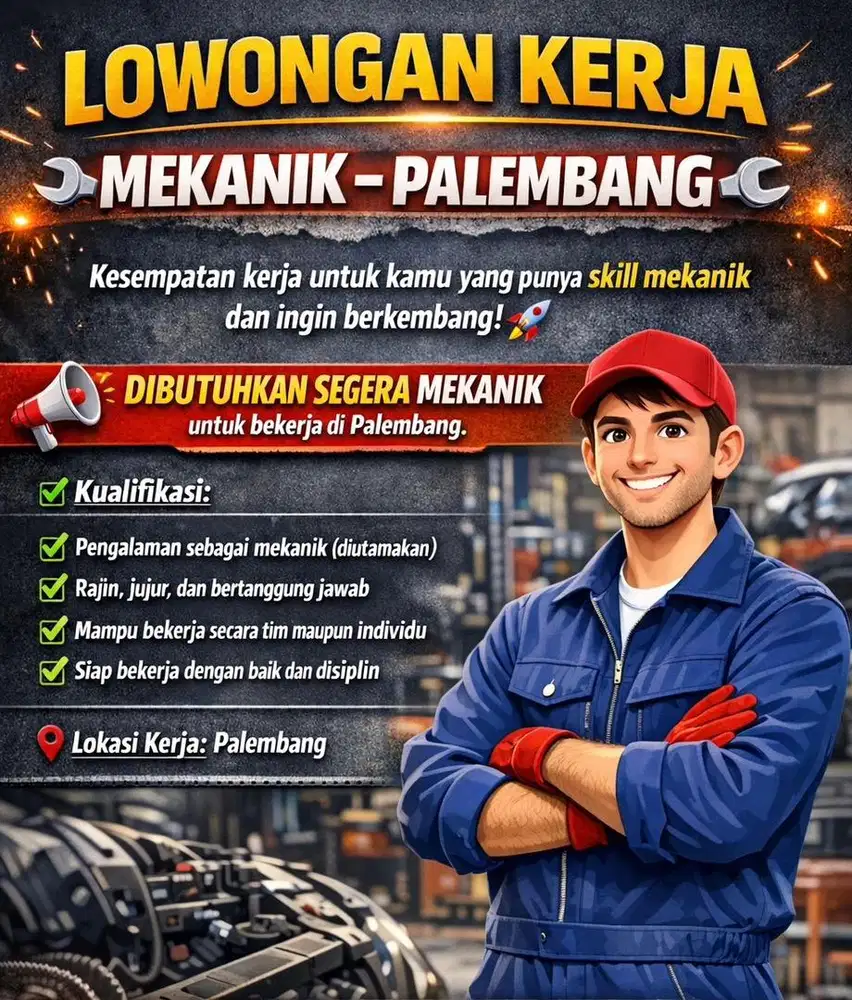 Lowongan Mekanik Motor Palembang