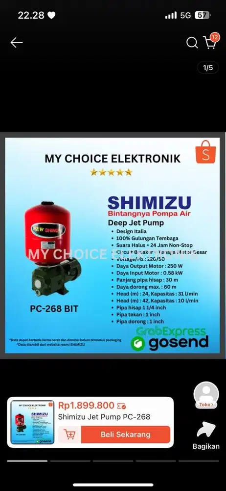 Shimizu jetpam 268 bit