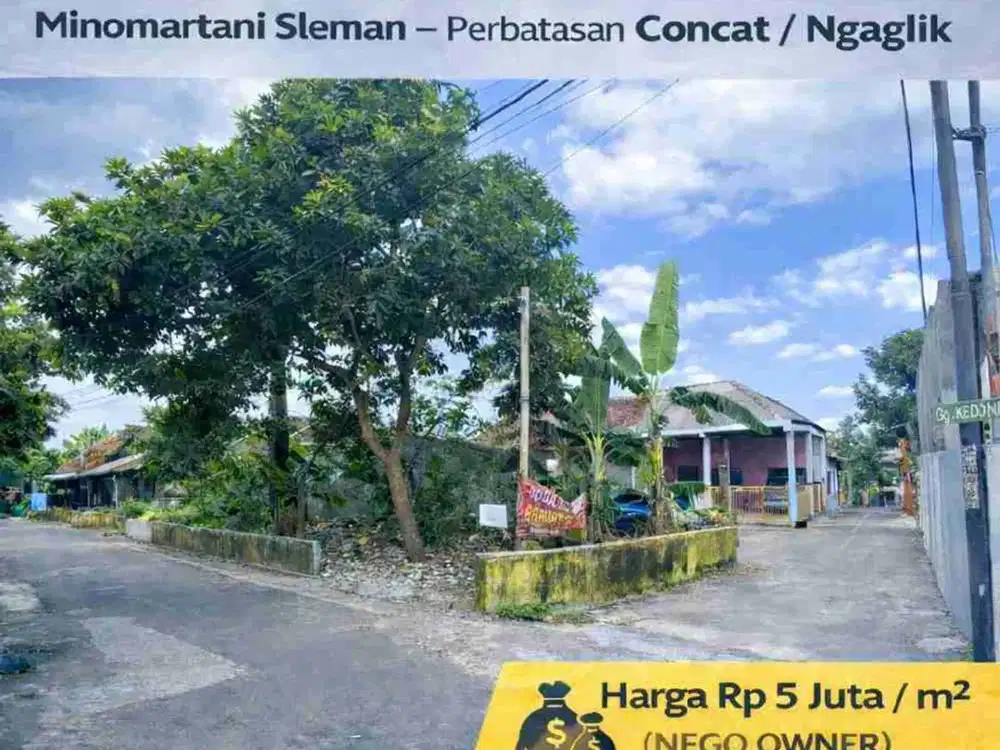 Dijual Tanah Pekarangan 121 m² Hook 2 Jalan Aspal – Minomartani Sleman