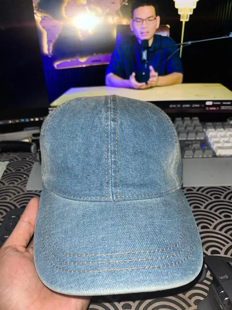 topi denim baseball cap prada