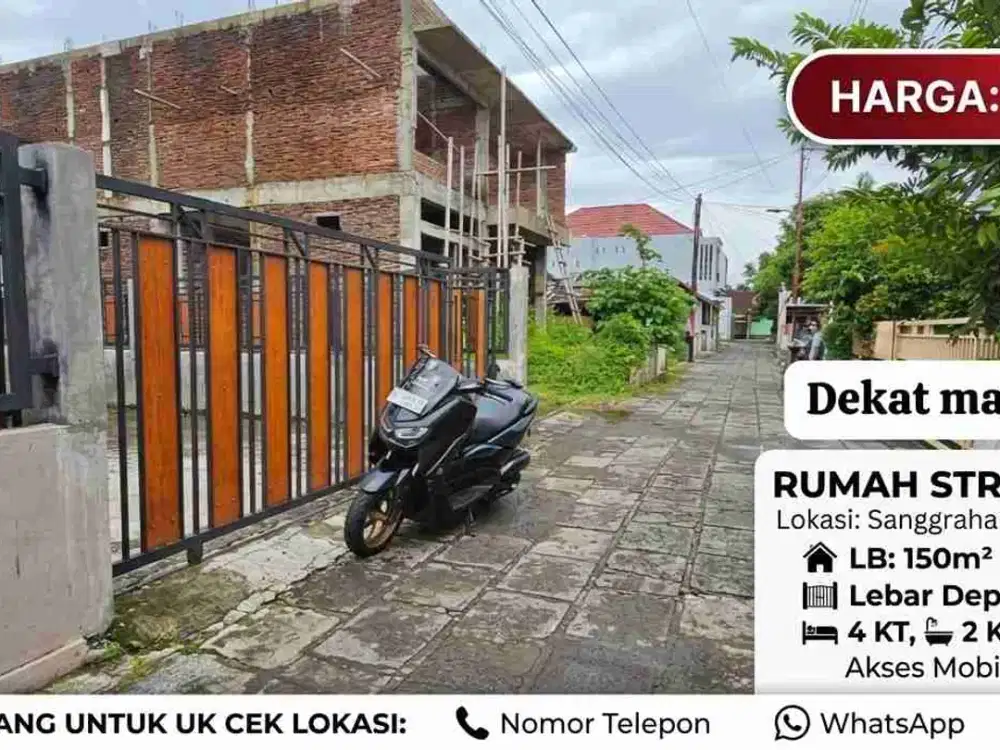 Dijual Rumah SHMP di Sanggrahan Semaki, Akses Mobil Fortuner Lancar & Dekat Jalan Provinsi.