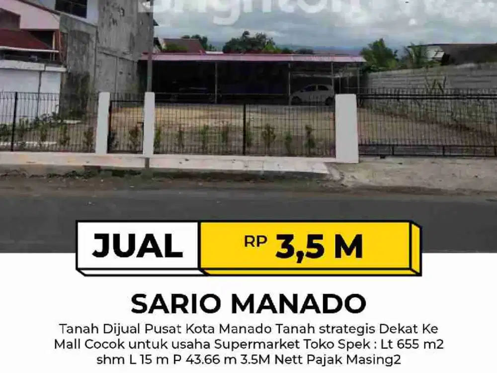 Tanah Pusat Kota Sario Manado