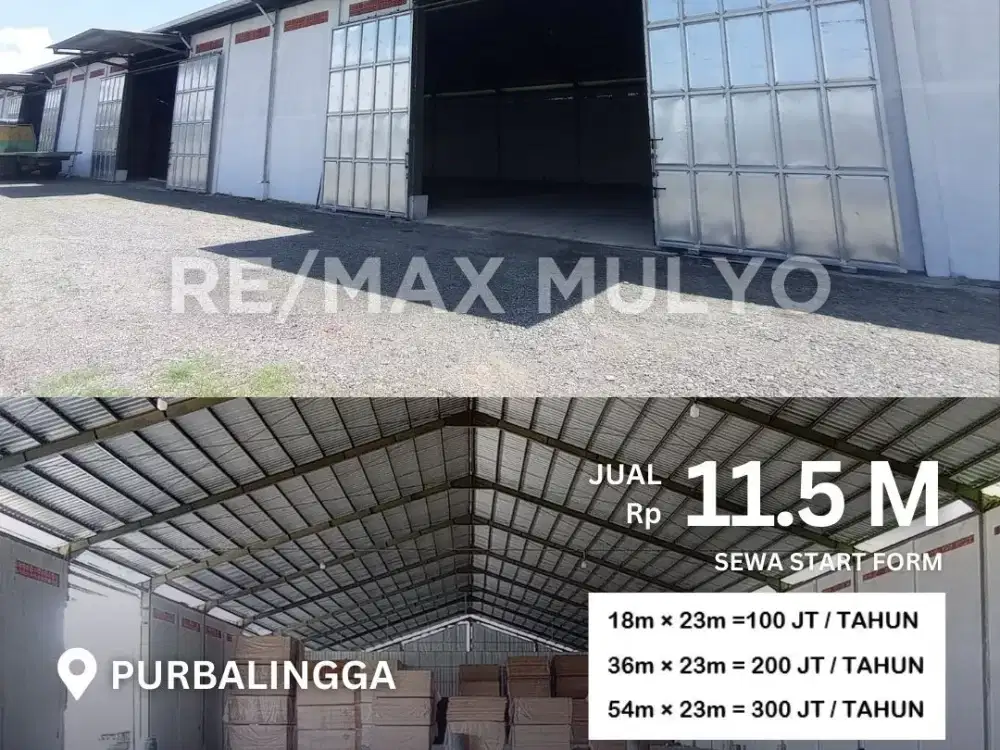 Dijual dan Disewakan Gudang untuk Industri atau Usaha Area Purbalingga