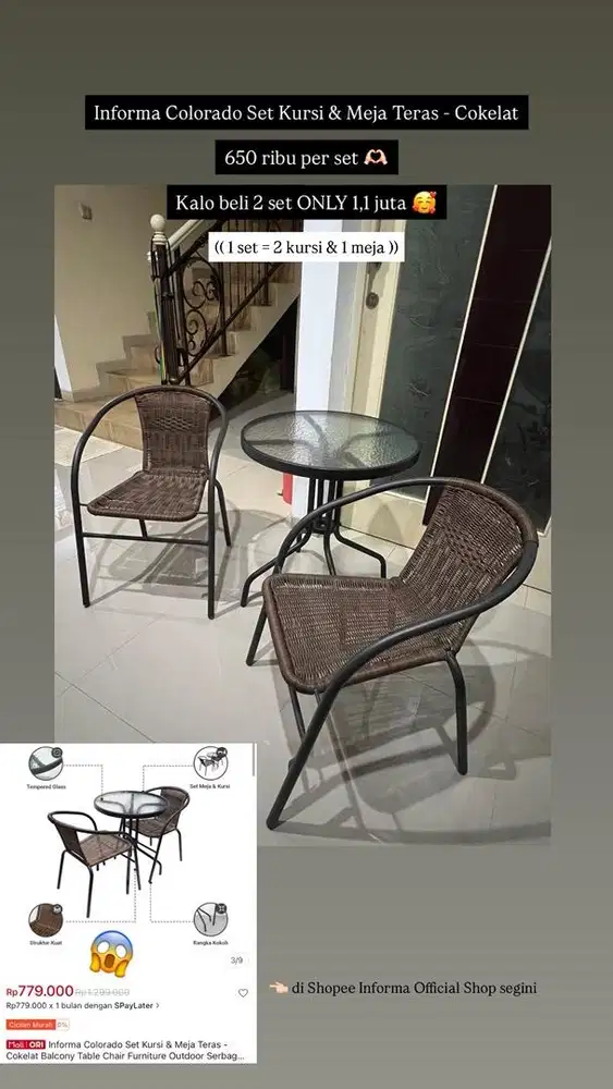 Informa Set Meja Teras (2 Kursi & 1 Meja)