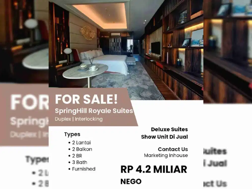 Apartemen Springhill Kemayoran Unit Baru 2 Lantai 2 Kmr 2 Balkon View Golf Bisa Kpr