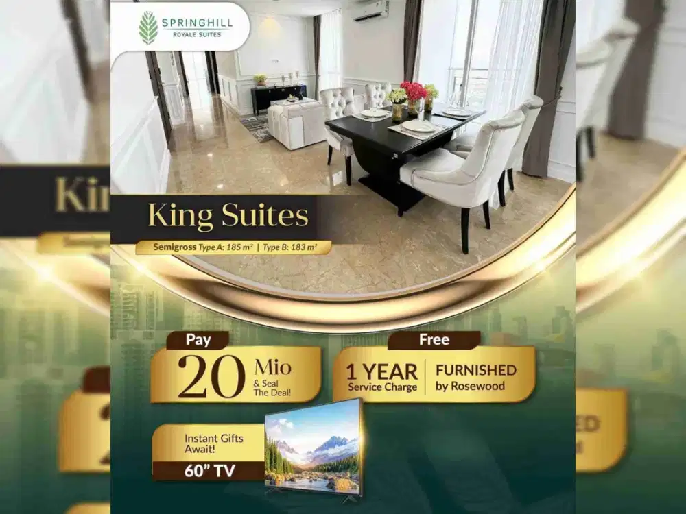 Apartemen 6BR  View Golf Springhill Kemayoran Free Furnish IPL & Ppn Unit Baru Tower Baru