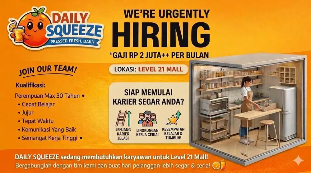 DIBUTUHKAN SEGERA KARYAWAN STAFF TENANT