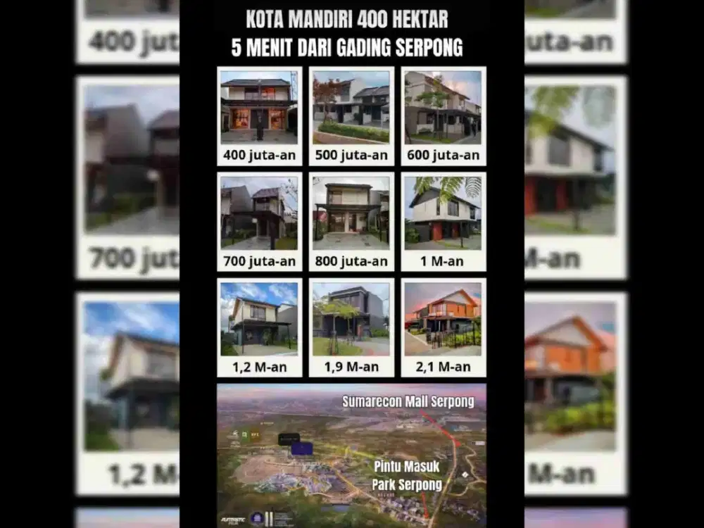 PERUMAHAN BARU DEKAT GADING SERPONG LUAS LAHAN 400 HA BANYAK TYPE UNIT