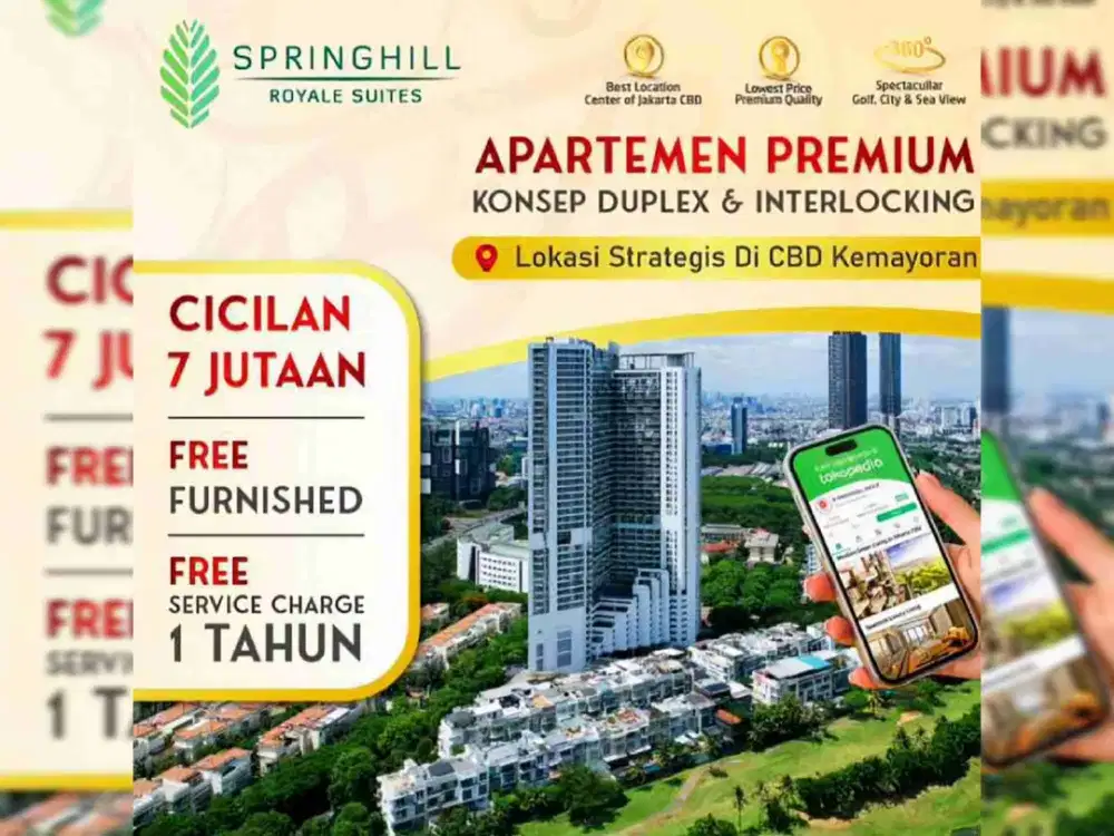 Pet Friendly Apartemen Springhill Kemayoran 2 Kamar Unit Baru Bisa Kpr Dekat Golf Free Dp Ppn IPL