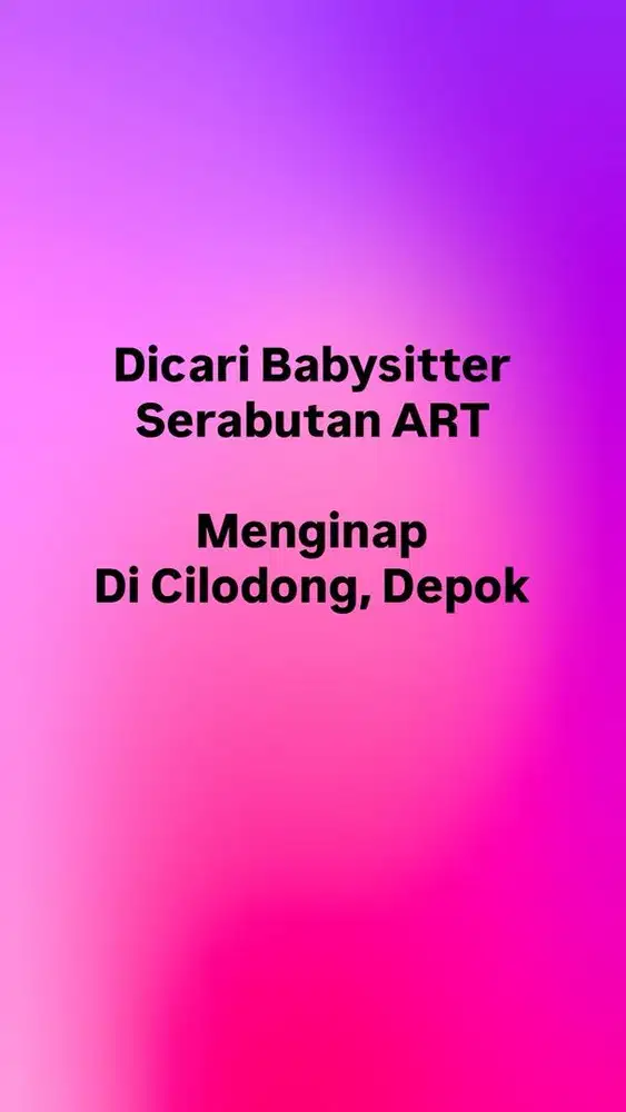 Babysitter Serabutan ART Menginap