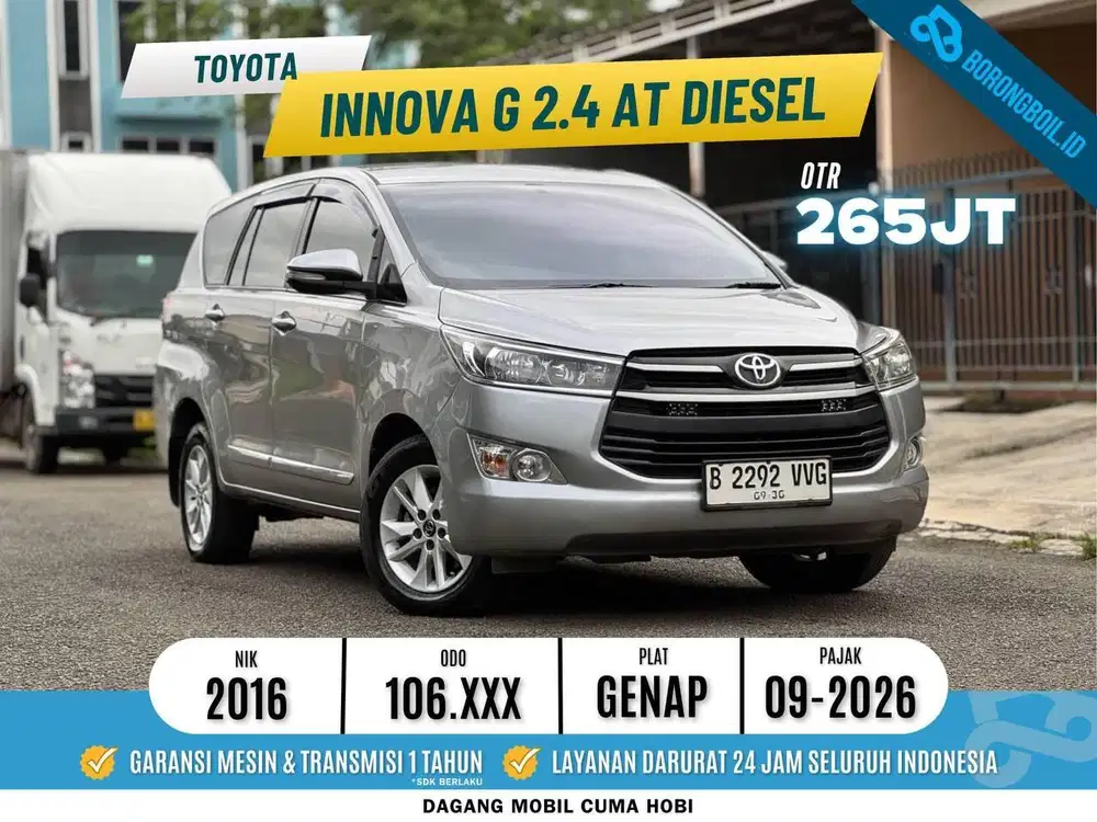 KIJANG INNOVA G 2.4 DIESEL MATIC 2016 SILVER ISTIMEWA SIAP PAKAI