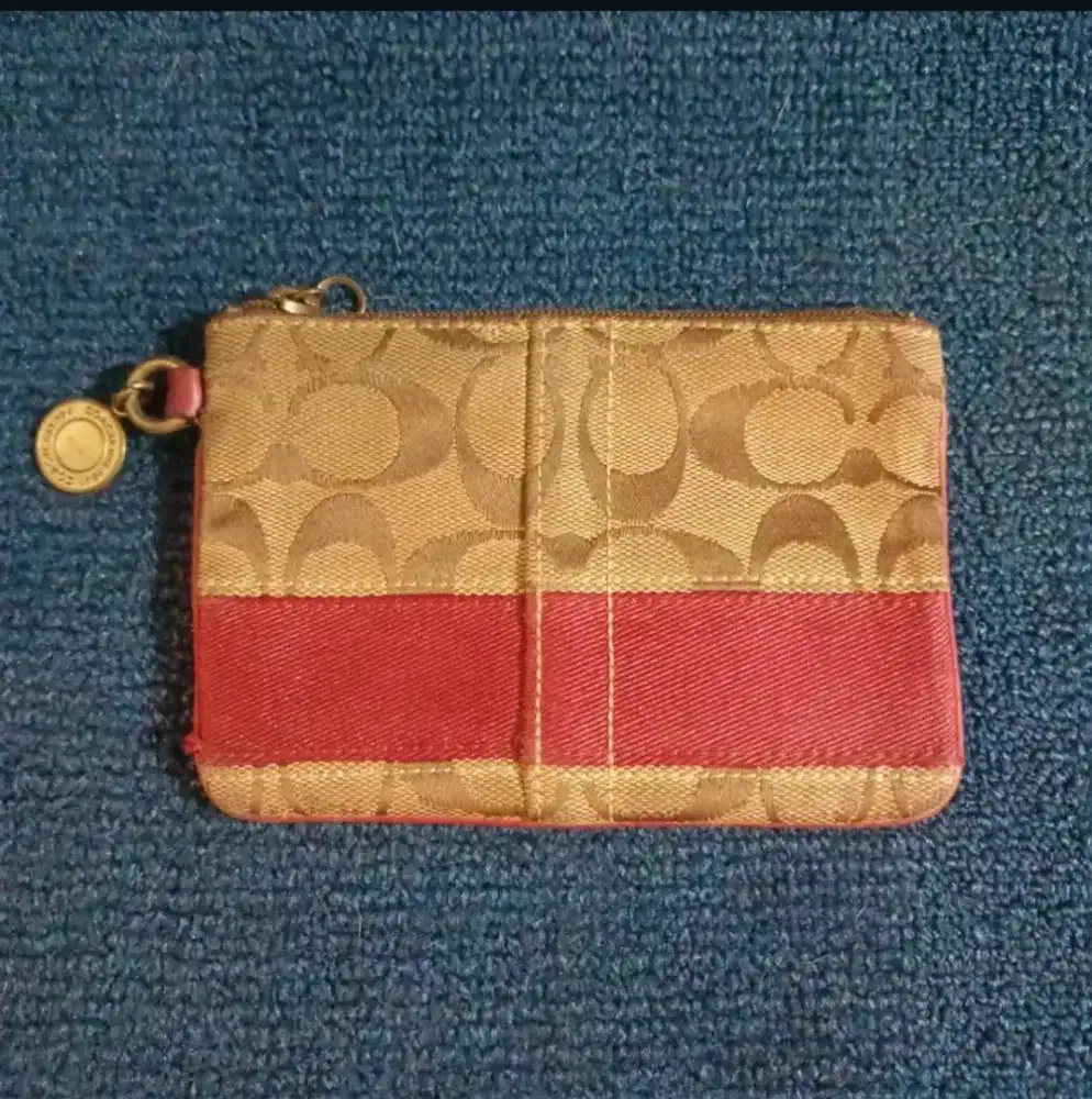 Y2K Vintage Coach Monogram Wristlet in Tan and Red
