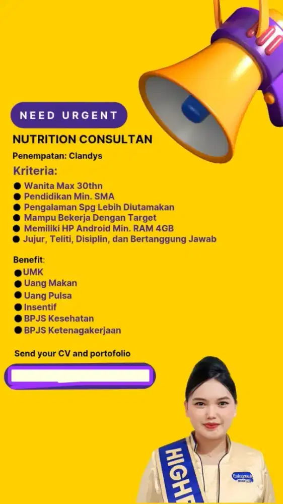 LOKER SPG SUSU TOKO CLANDYS